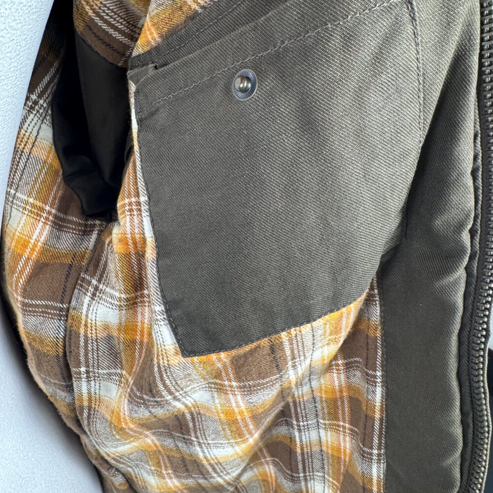Men Warm Jacket Barn Coat Kirra Brown Fleece Collar Flannel Lining 7 Pockets M - Picture 3 of 11